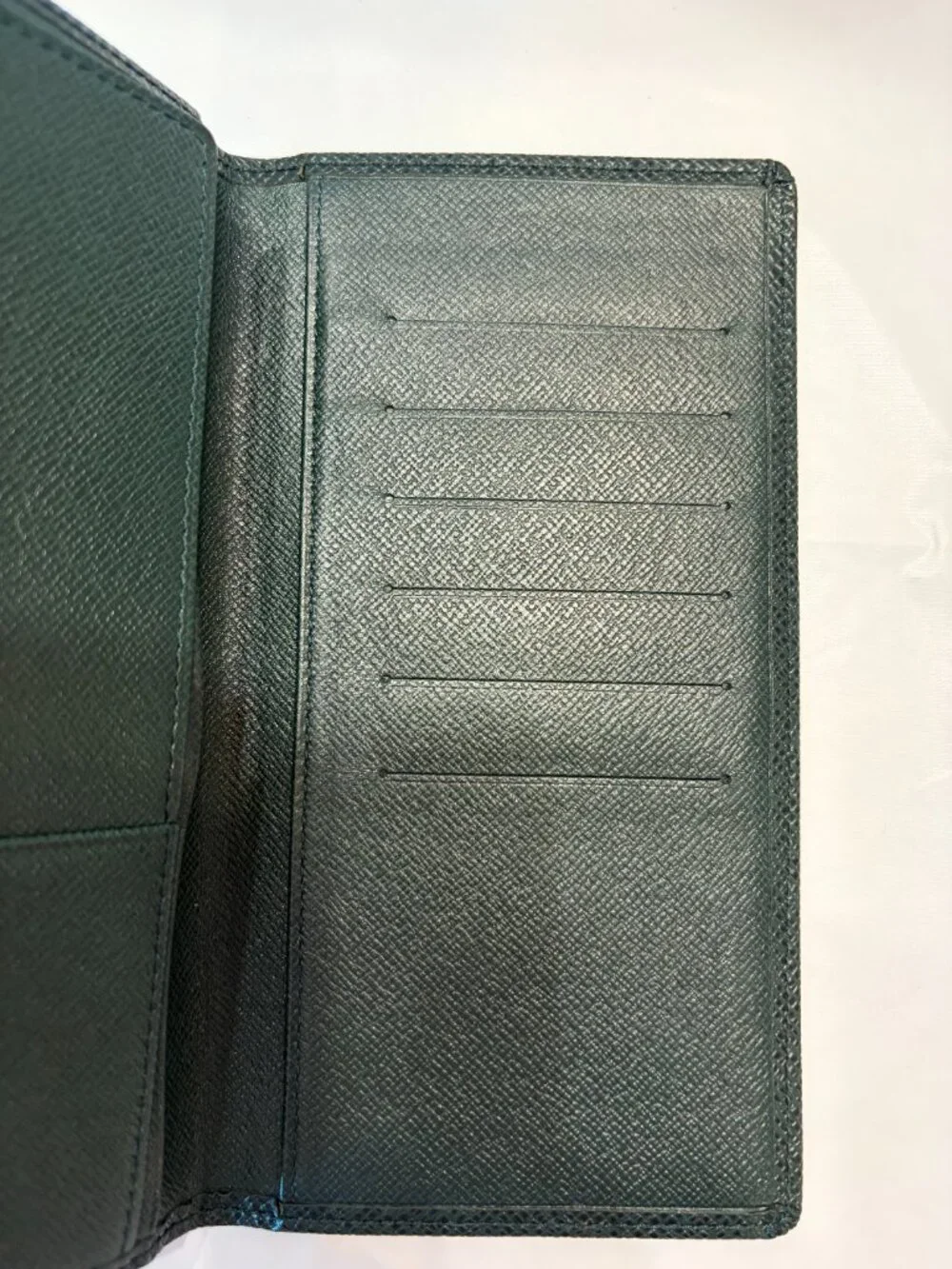 Men's or Women's Louis Vuitton Hunter Green Checkbook Cover, Wallet, July 1995